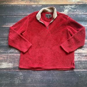 True Grit Red Zip Up 1/4 Zip Pullover Pebble Pile Sherpa Pullover Size XXL